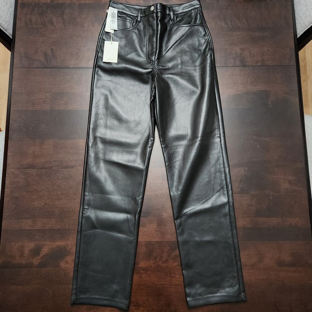 NWT Wilfred Melina Super High Faux Leather Straight Leg Pants Size 8
